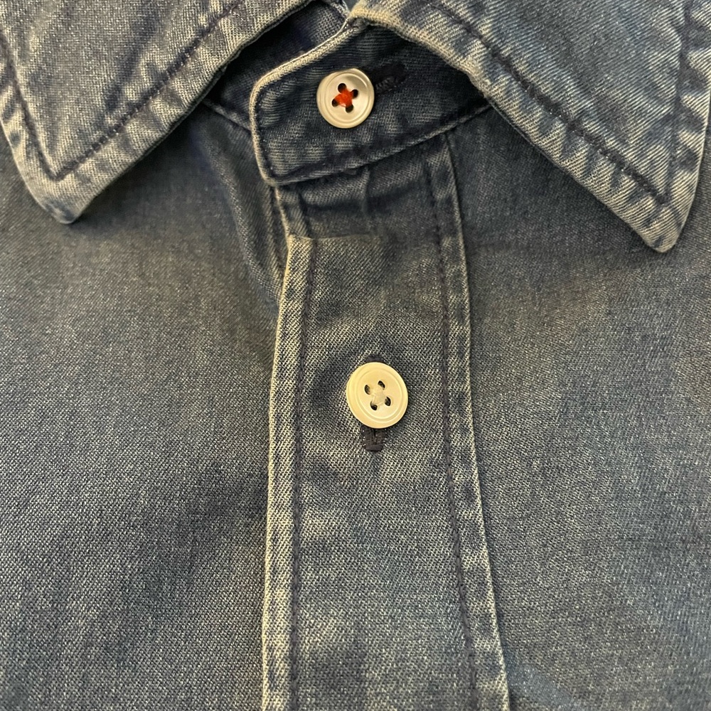 Faconnable Vintage Soft Denim Patch Pocket Field Shirt in Blue Size XL - Picture 4 of 6